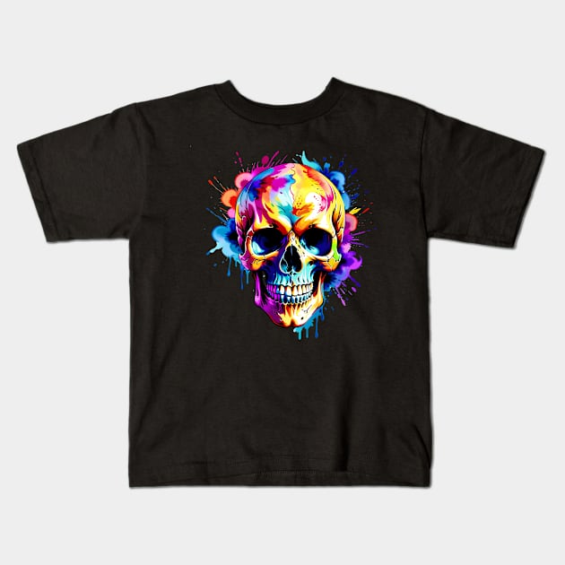 Colored Skull Design in Vibrant Vector Style Kids T-Shirt by Panwise